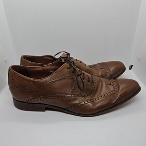 Paolo Sartori brown leather wingtip brogue dress shoes EU 44 made in Italy